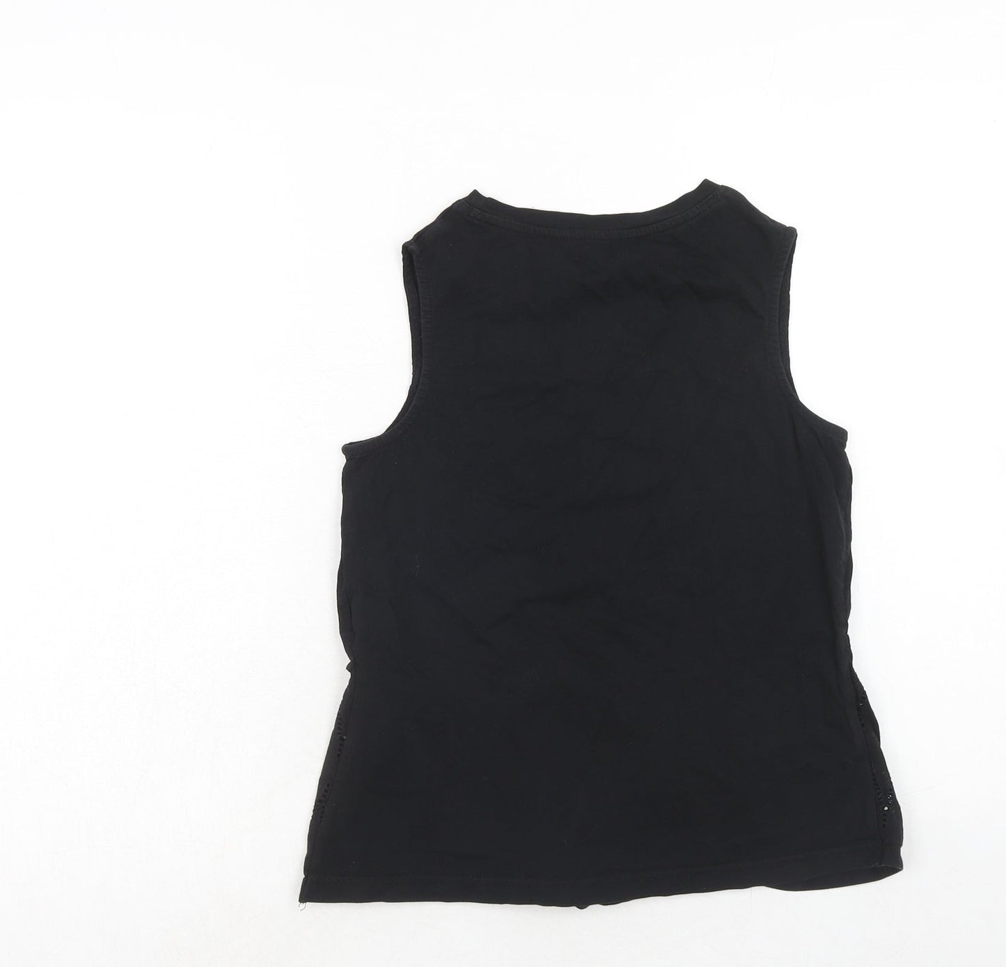 NEXT Womens Black Cotton Basic Tank Size 6 Round Neck