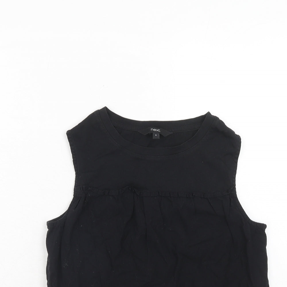 NEXT Womens Black Cotton Basic Tank Size 6 Round Neck