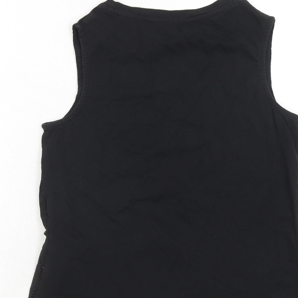 NEXT Womens Black Cotton Basic Tank Size 6 Round Neck
