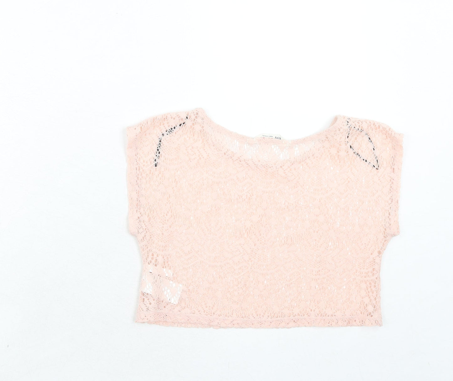 H&M Girls Pink Polyester Basic T-Shirt Size 8 Years Round Neck Pullover - 8-10 Years