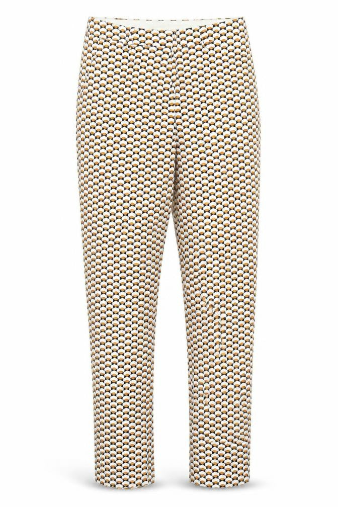 H&M Womens Orange Geometric Cotton Chino Trousers Size 6 Regular Hook & Eye