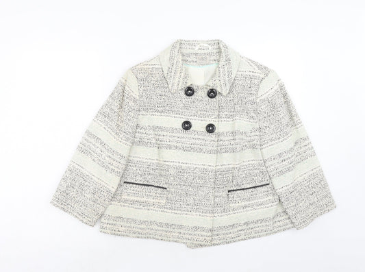 Marks and Spencer Womens Beige Geometric Jacket Size 16 Button