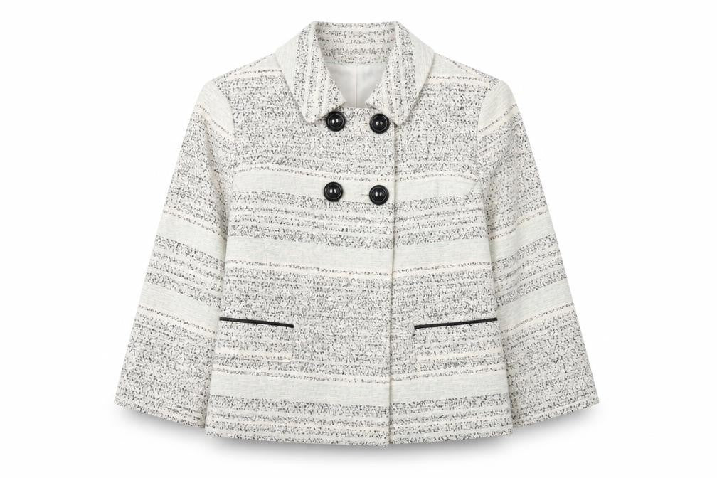 Marks and Spencer Womens Beige Geometric Jacket Size 16 Button