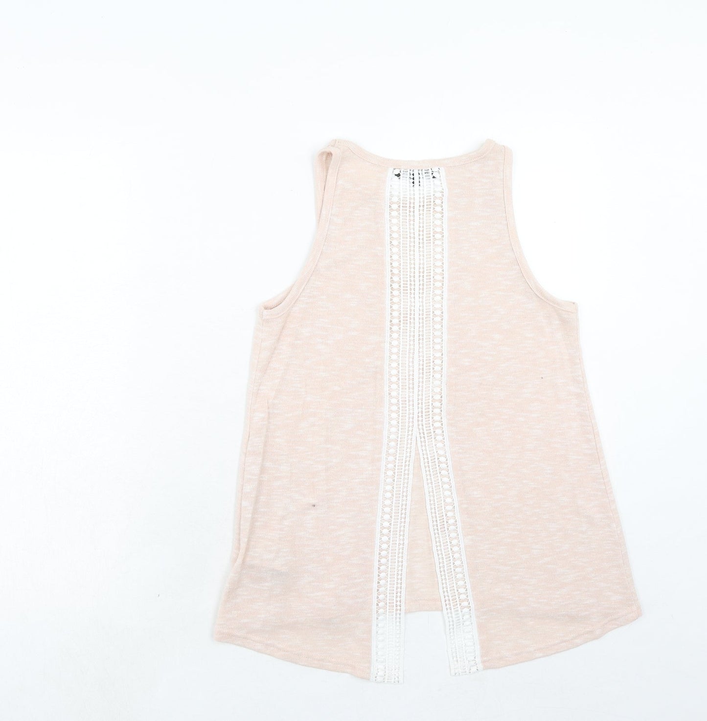 New Look Womens Pink Polyester Basic Tank Size 8 Round Neck - Lace Details