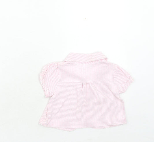 NEXT Girls Pink Striped Cotton Jacket Size 2-3 Years Button