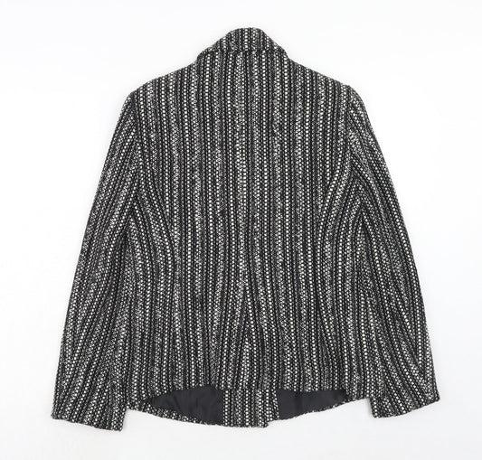Florence + Fred Womens Black Geometric Pea Coat Coat Size 12 Button