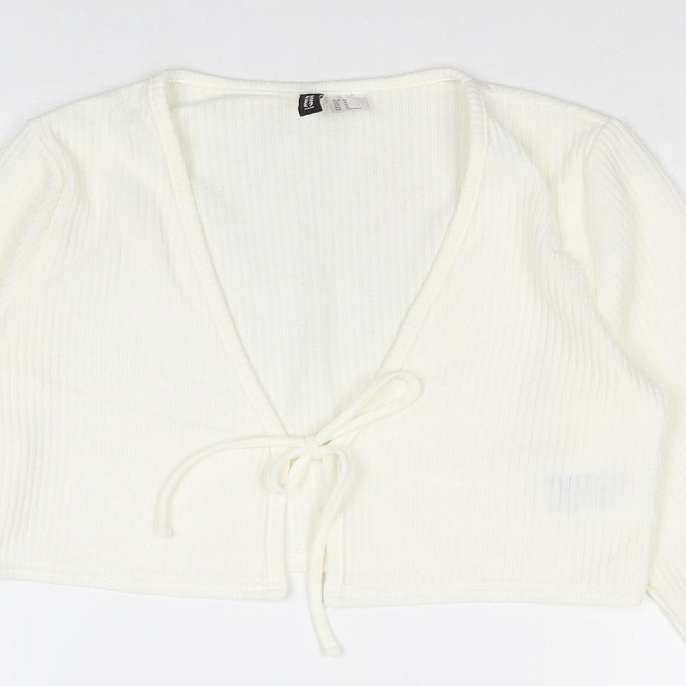 H&M Womens Ivory Polyester Wrap Blouse Size M V-Neck