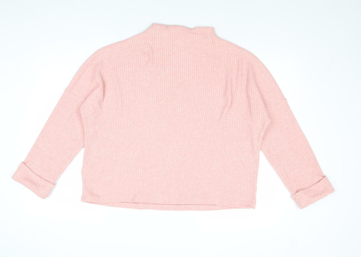 H&M Womens Pink Mock Neck Viscose Pullover Jumper Size M