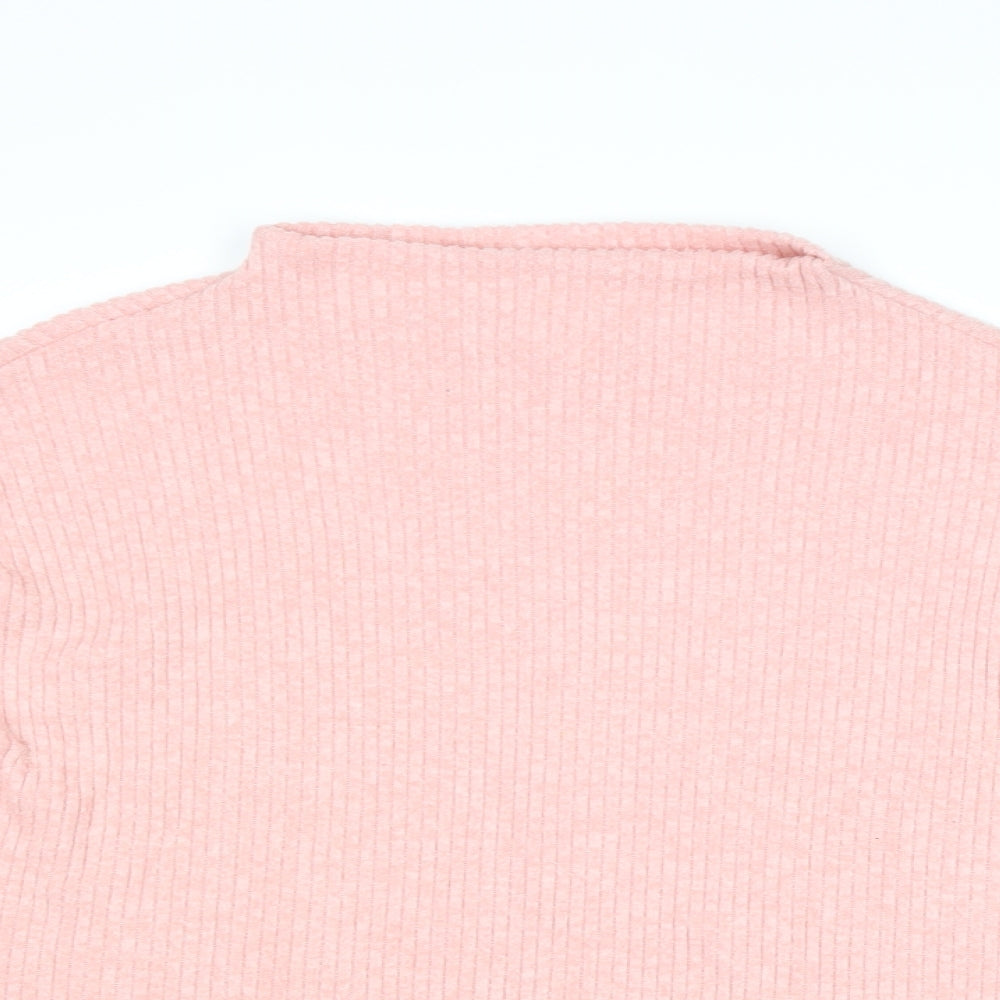 H&M Womens Pink Mock Neck Viscose Pullover Jumper Size M