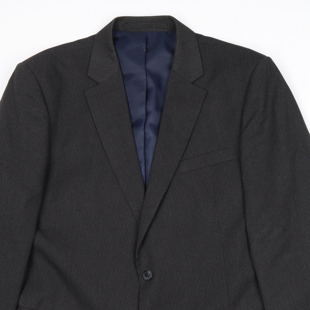 Marks and Spencer Mens Grey Geometric Polyester Jacket Blazer Size 44 Regular