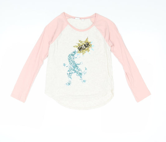 Gap Girls Multicoloured Cotton Basic T-Shirt Size M Round Neck Pullover - Dinosaur Print