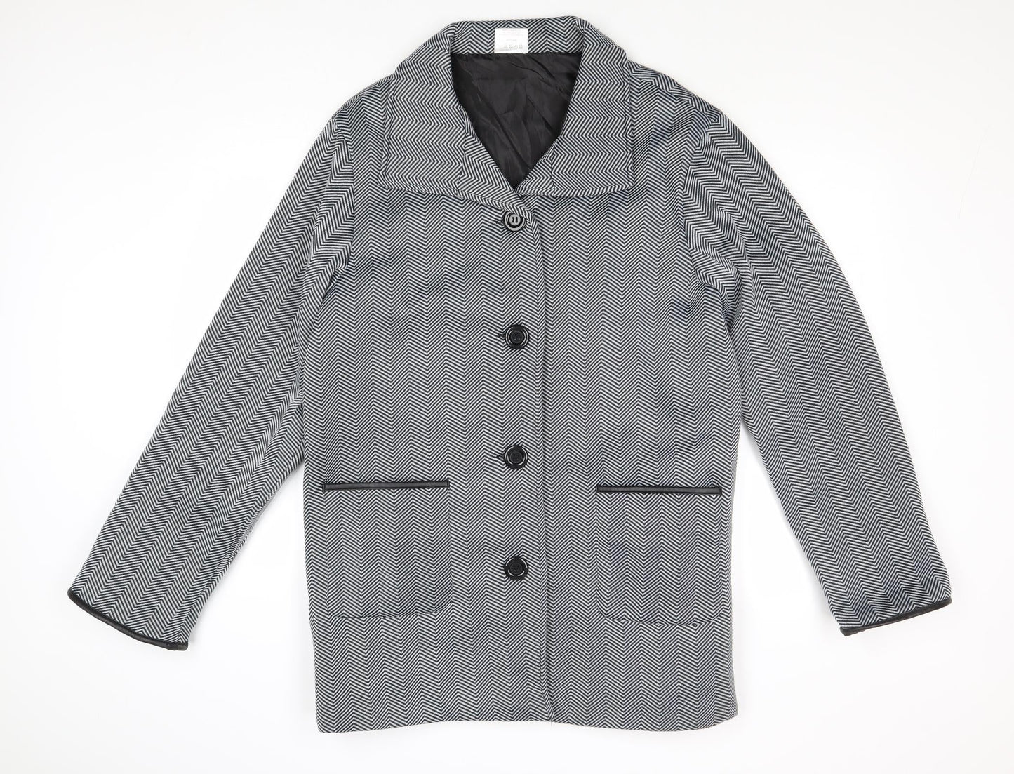 Anne De Lancay Womens Grey Geometric Jacket Size L Buckle