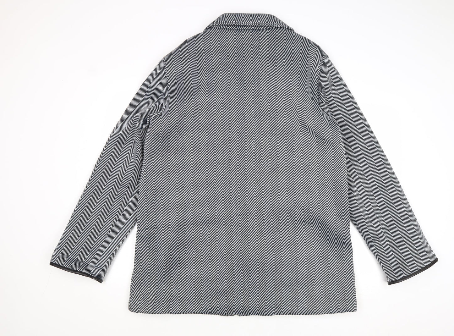 Anne De Lancay Womens Grey Geometric Jacket Size L Buckle