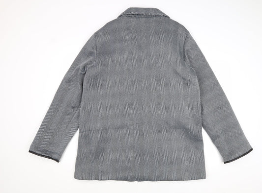 Anne De Lancay Womens Grey Geometric Jacket Size L Buckle
