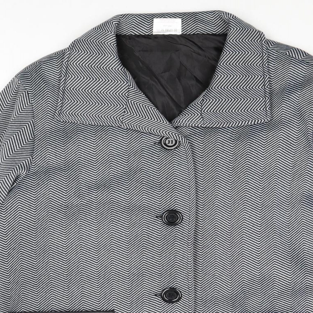 Anne De Lancay Womens Grey Geometric Jacket Size L Buckle