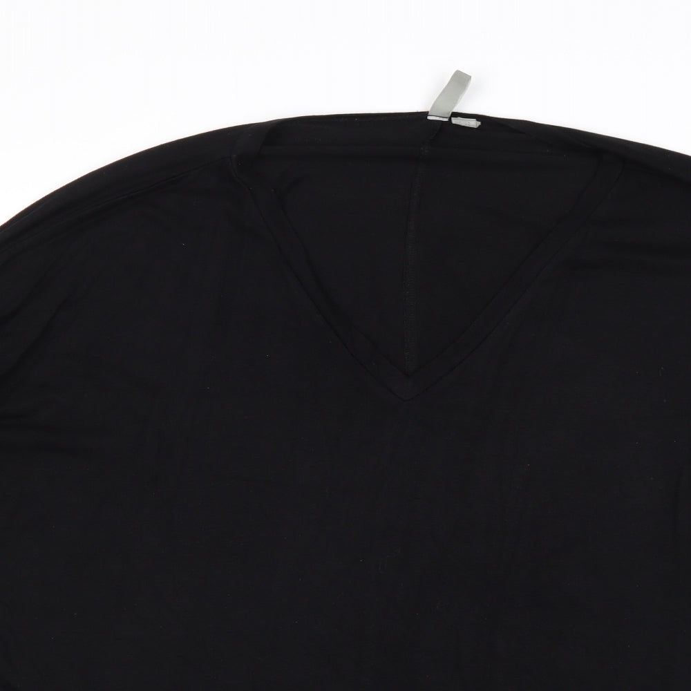 H&M Womens Black Round Neck Viscose Pullover Jumper Size 6
