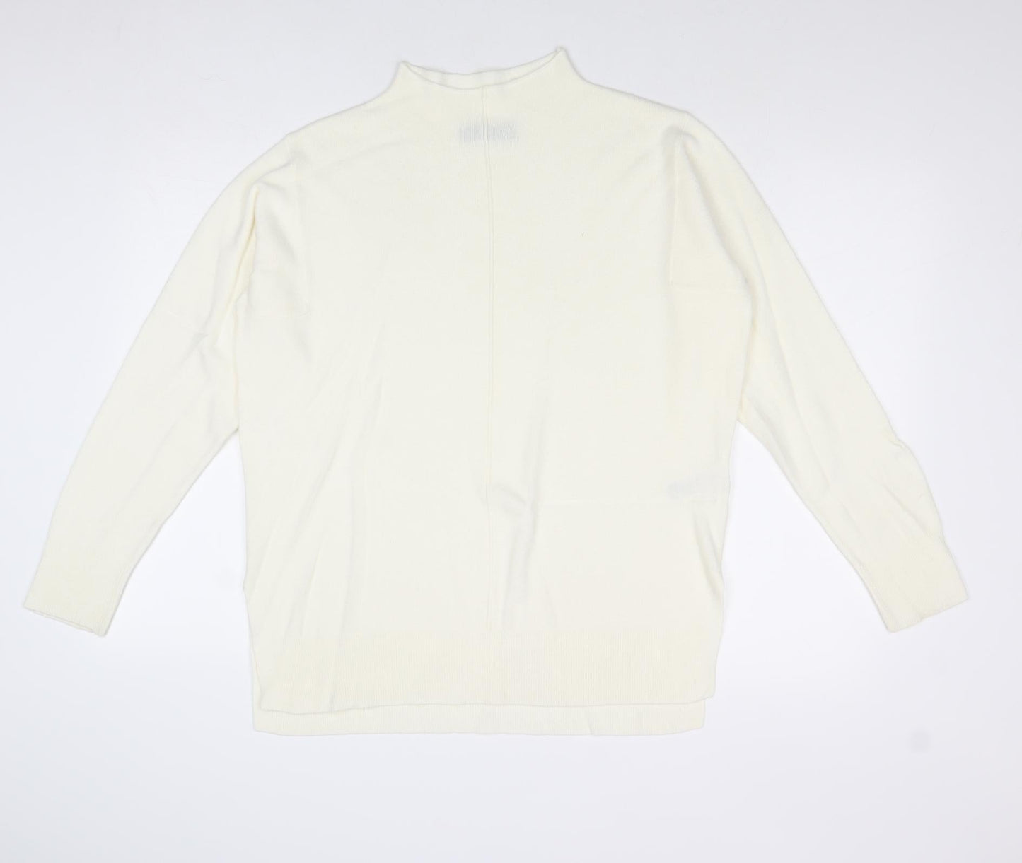 Marks and Spencer Womens Ivory Mock Neck Acrylic Pullover Jumper Size M