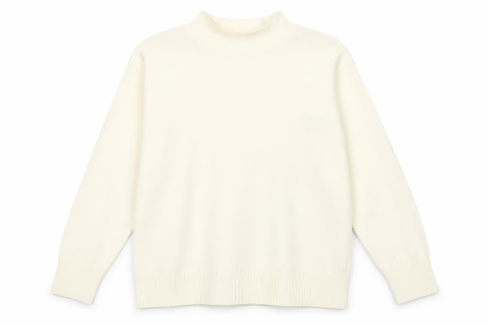 Marks and Spencer Womens Ivory Mock Neck Acrylic Pullover Jumper Size M