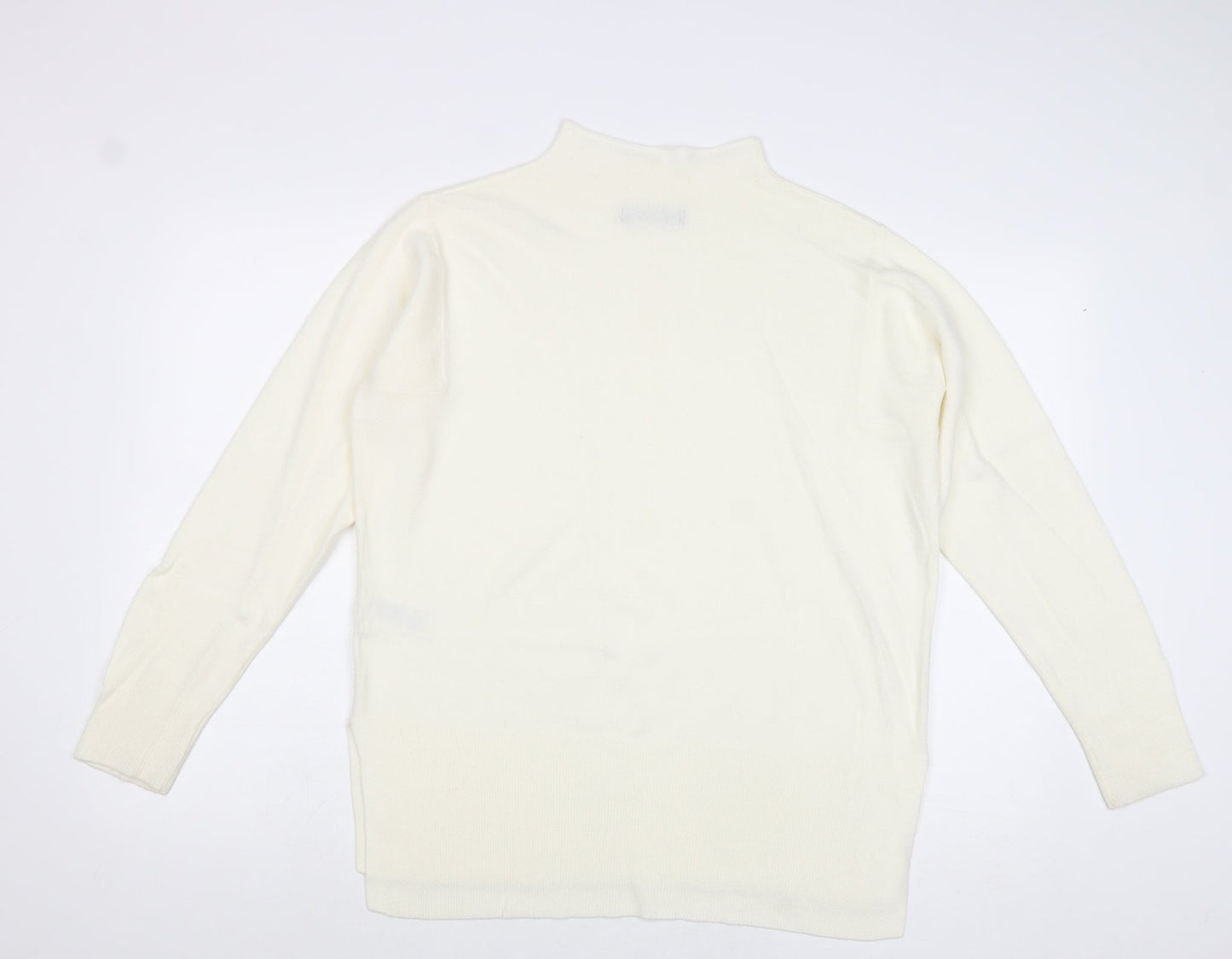 Marks and Spencer Womens Ivory Mock Neck Acrylic Pullover Jumper Size M