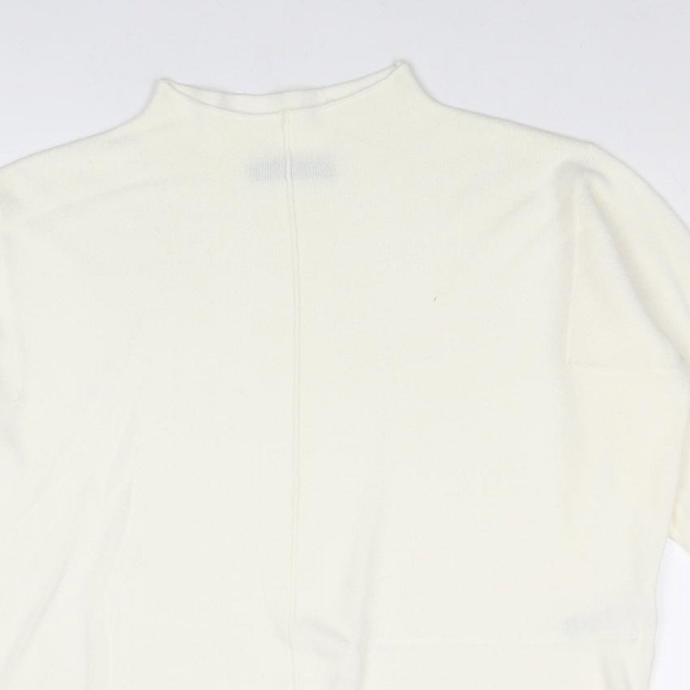 Marks and Spencer Womens Ivory Mock Neck Acrylic Pullover Jumper Size M