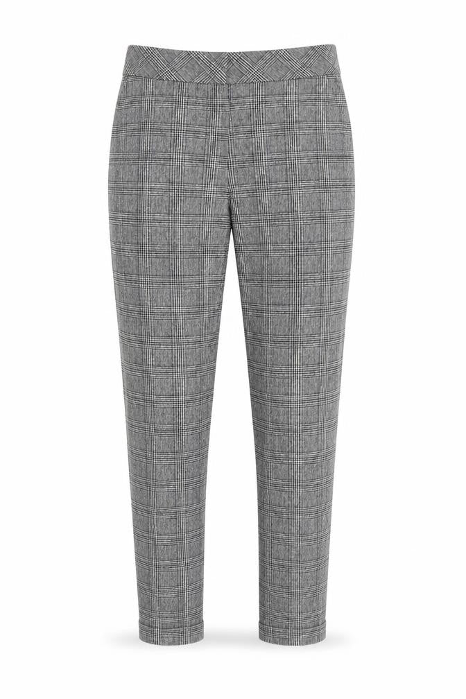 Marks and Spencer Womens Grey Plaid Polyester Carrot Trousers Size 8 Regular Zip