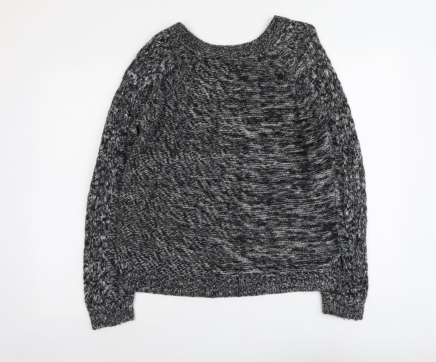 Select Womens Black Round Neck Geometric Acrylic Pullover Jumper Size 12