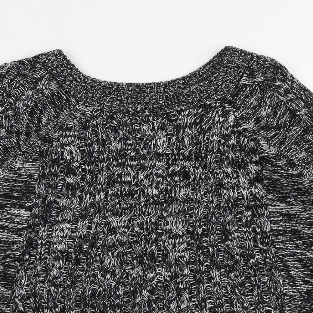 Select Womens Black Round Neck Geometric Acrylic Pullover Jumper Size 12