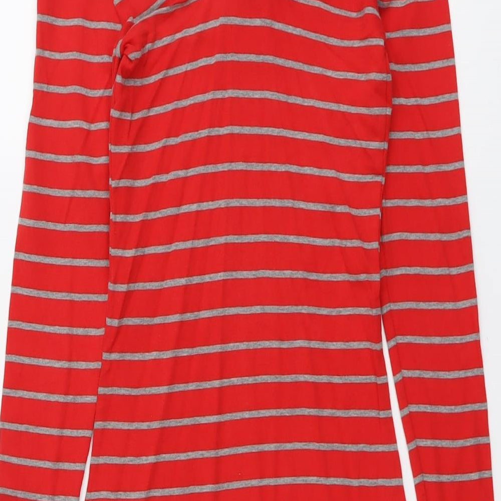 Dorothy Perkins Womens Red Striped Cotton Basic Blouse Size 8 V-Neck