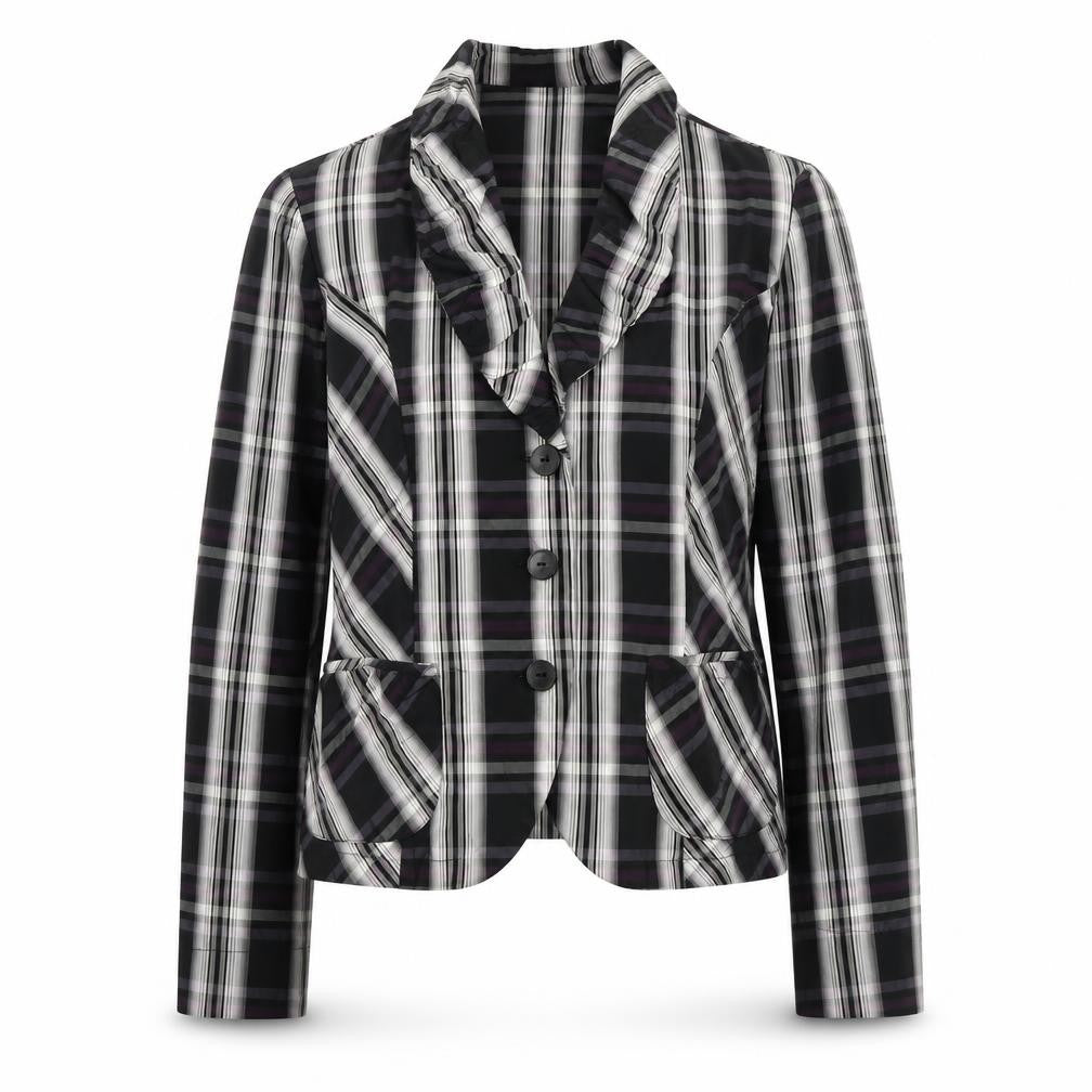 KS.Selection Womens Black Plaid Polyester Jacket Blazer Size 10