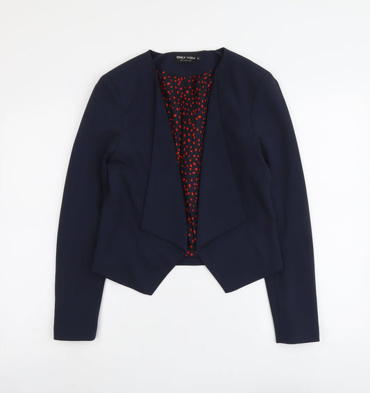 Only You Womens Blue Polyester Jacket Blazer Size 6