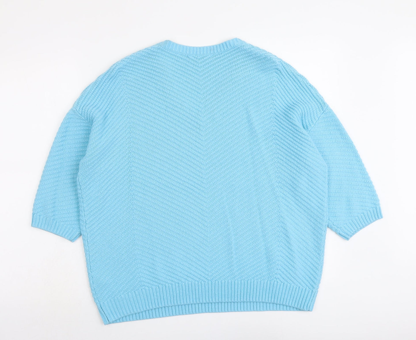 Bonmarché Womens Blue V-Neck Acrylic Pullover Jumper Size M