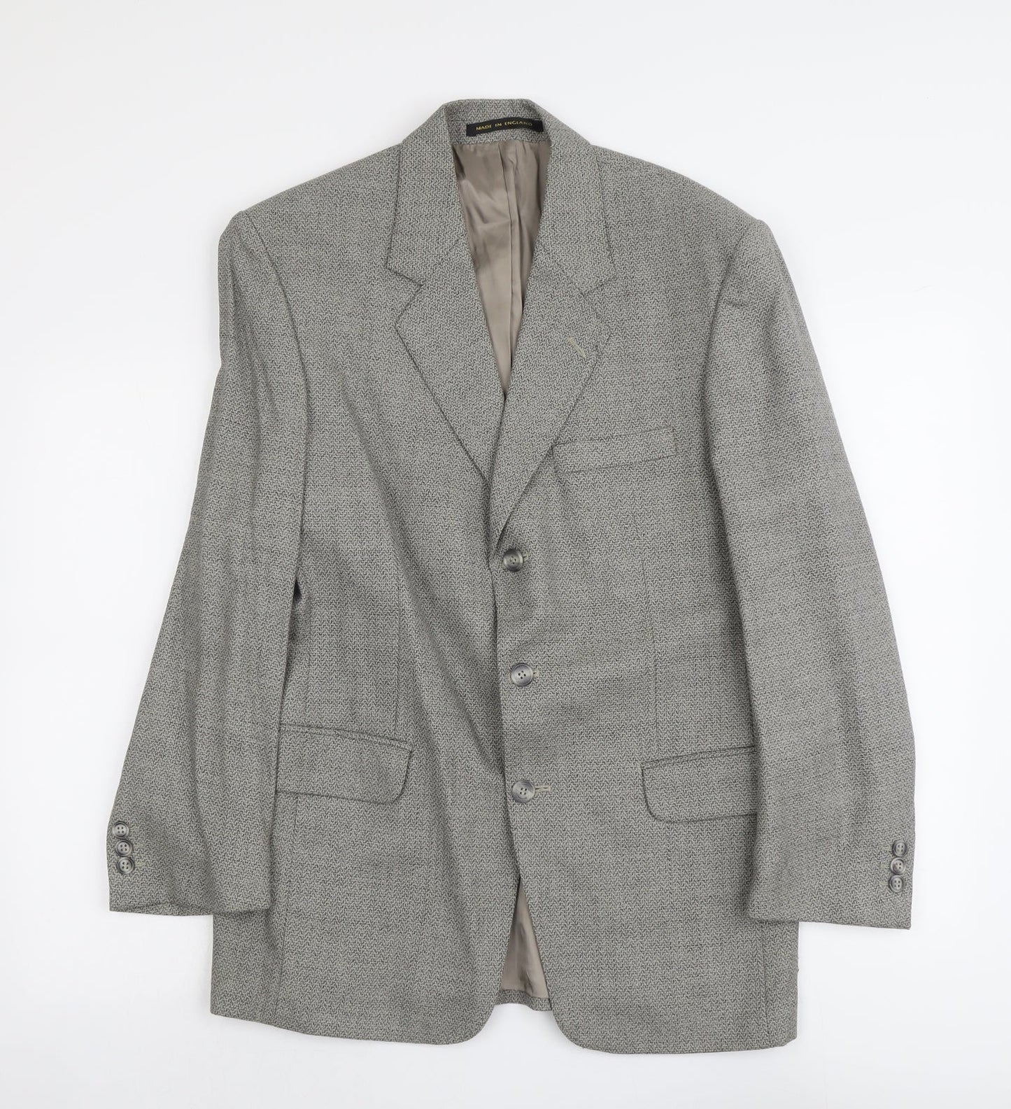 James Barry Mens Grey Geometric Wool Jacket Suit Jacket Size M Regular
