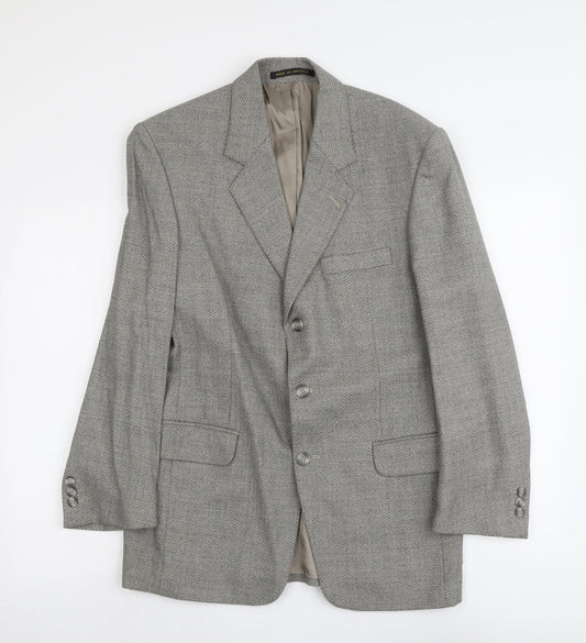 James Barry Mens Grey Geometric Wool Jacket Suit Jacket Size M Regular