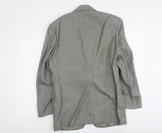 James Barry Mens Grey Geometric Wool Jacket Suit Jacket Size M Regular