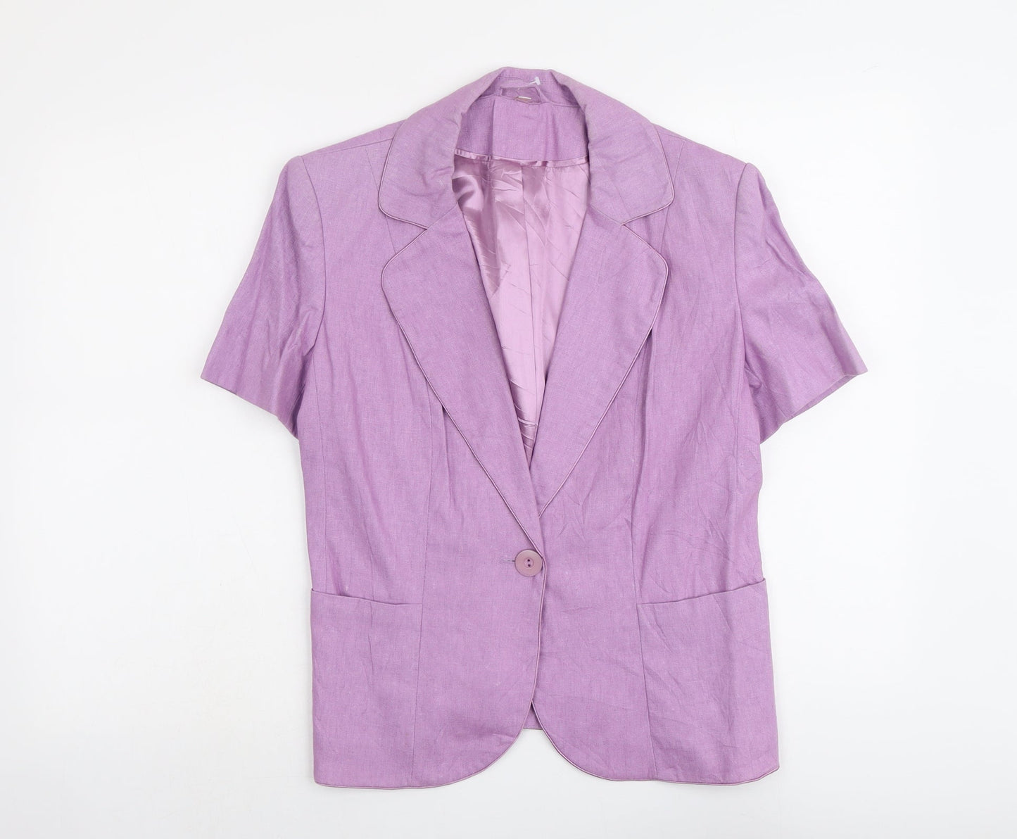 Anna Rose Womens Purple Linen Jacket Blazer Size 12