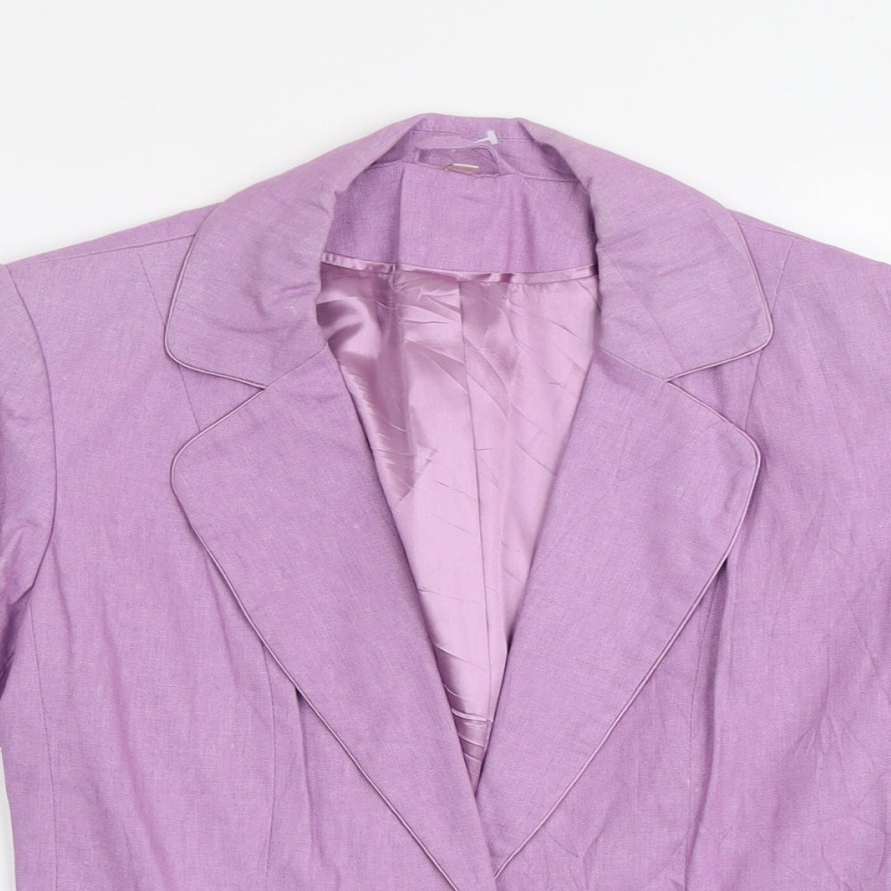 Anna Rose Womens Purple Linen Jacket Blazer Size 12
