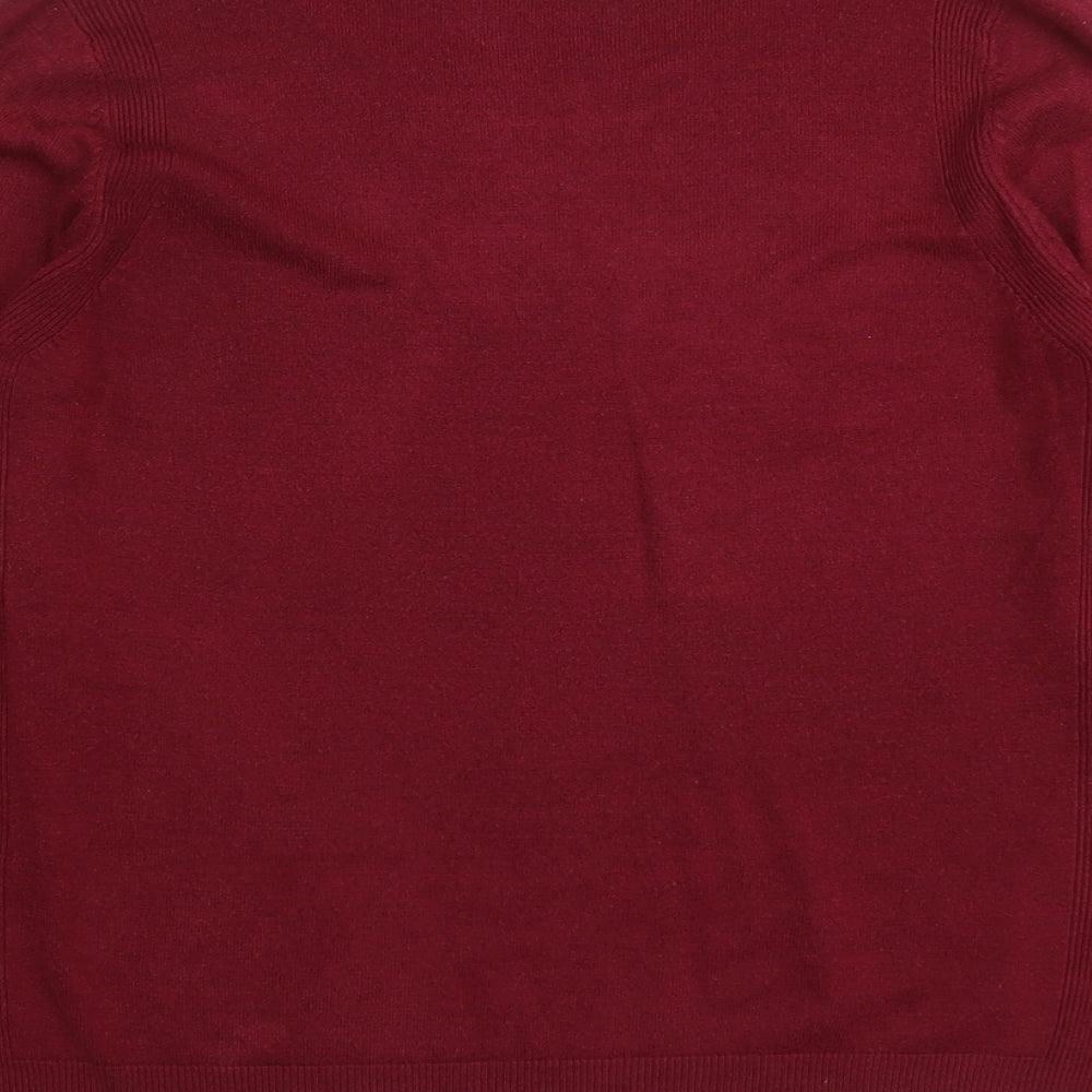 Marks and Spencer Womens Red Round Neck Acrylic Pullover Jumper Size 14