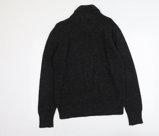 Petroleum Mens Grey Collared Acrylic Pullover Jumper Size M Long Sleeve