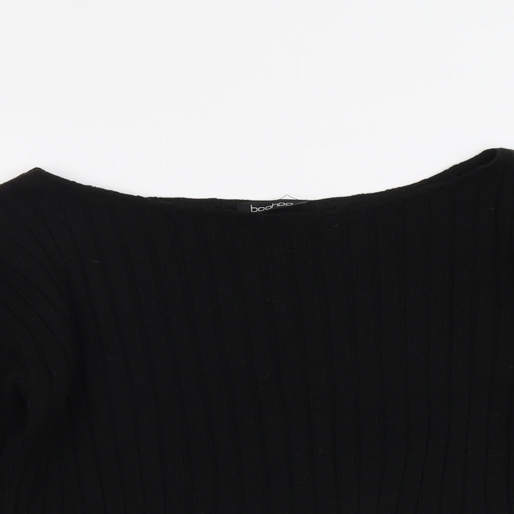 Boohoo Womens Black Round Neck Acrylic Pullover Jumper Size L