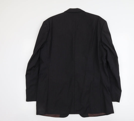 Reda Mens Blue Striped Wool Jacket Suit Jacket Size L Regular