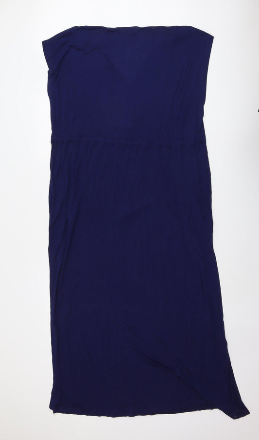 Pia Rossi Womens Blue Viscose Maxi Size M V-Neck Pullover