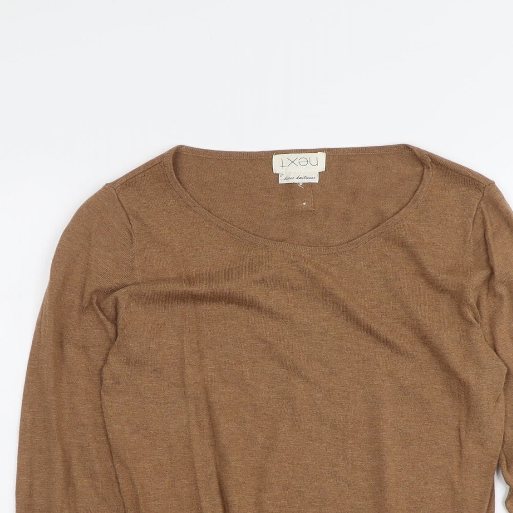 NEXT Womens Brown Boat Neck Cotton Pullover Jumper Size 8