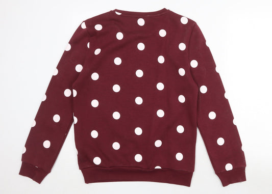 Disney Womens Red Polka Dot Polyester Pullover Sweatshirt Size 6 Pullover - Minnie Mouse Size 6-8