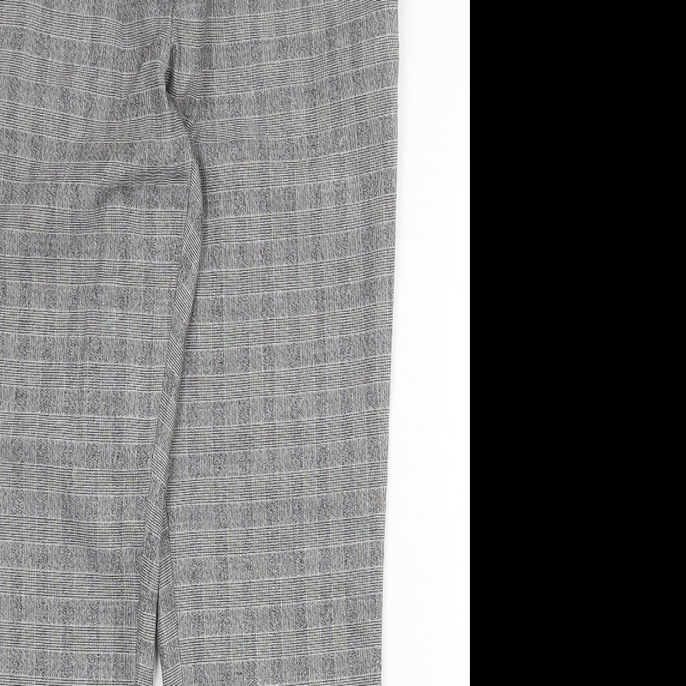 H&M Womens Grey Plaid Polyester Chino Trousers Size 14 Regular Zip