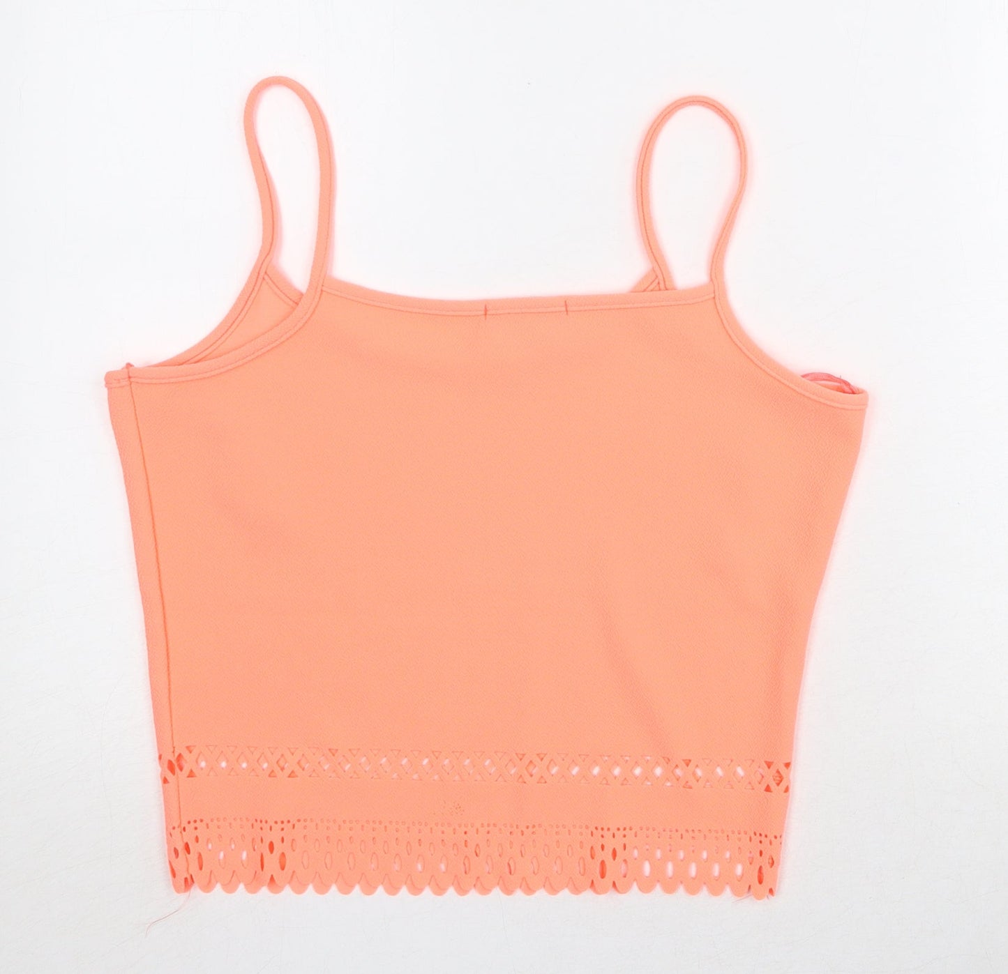 Select Womens Pink Polyester Cropped Tank Size 14 Round Neck - Broderie Anglaise
