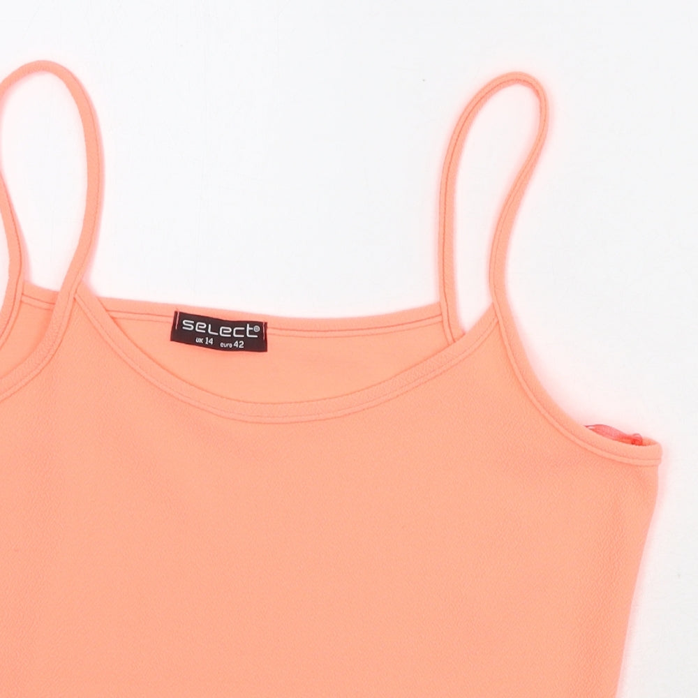 Select Womens Pink Polyester Cropped Tank Size 14 Round Neck - Broderie Anglaise