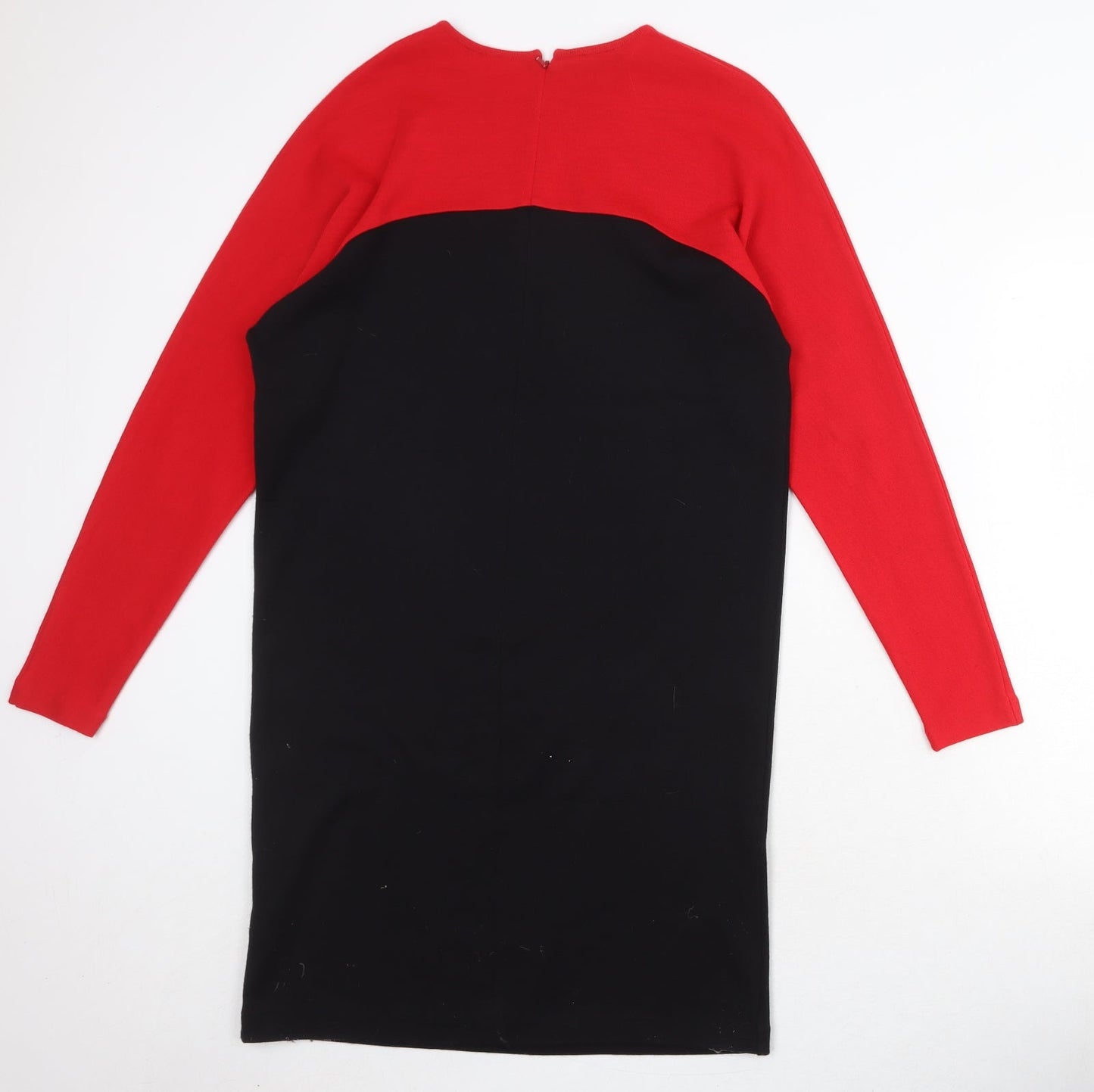 Liz Claiborne Womens Black Colourblock Acrylic Jumper Dress Size S Boat Neck Zip