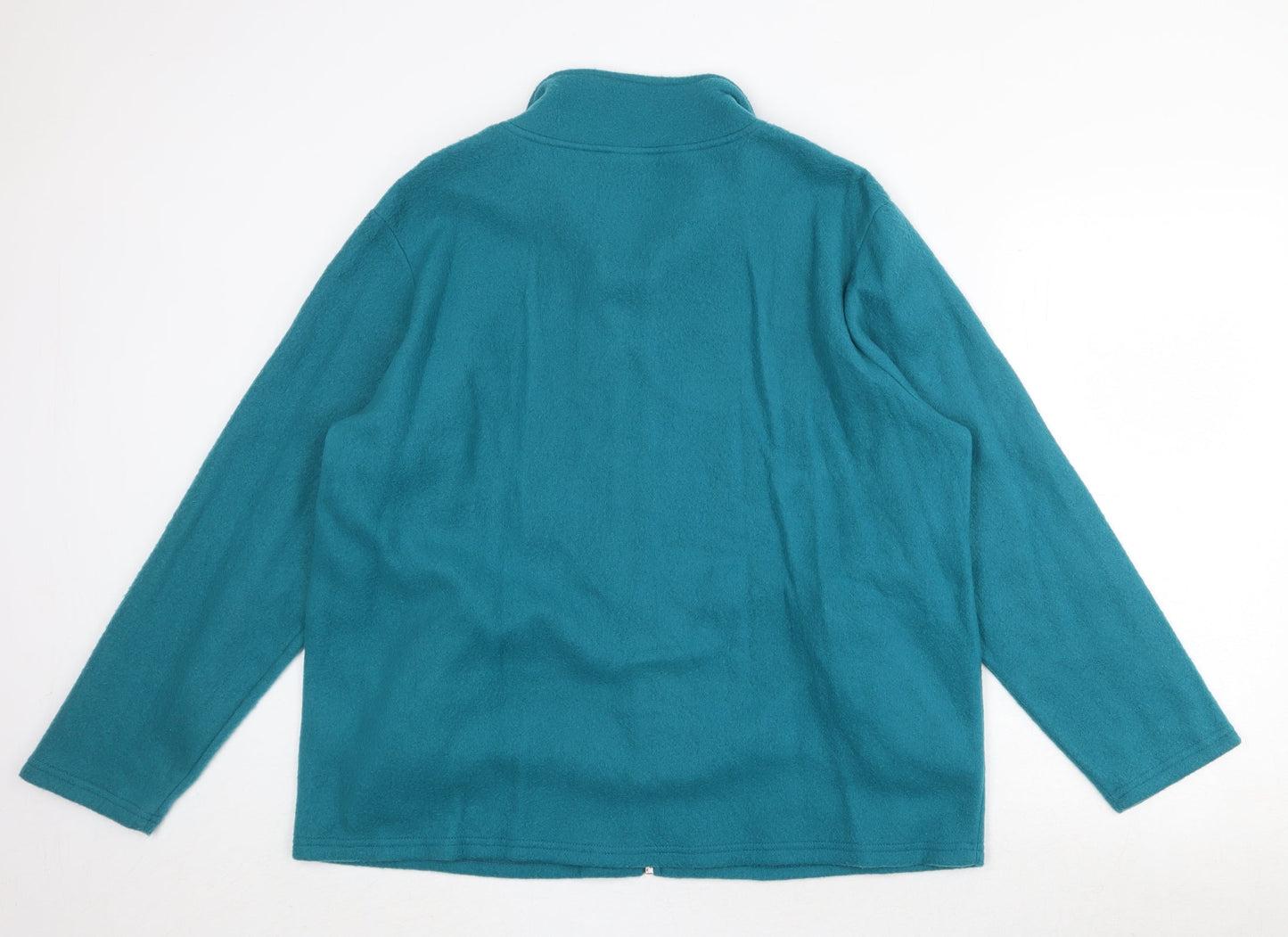 Anne de Lancay Womens Blue Jacket Size L Zip - Flower Detail