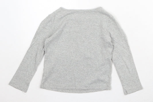 Gap Girls Grey 100% Cotton Basic T-Shirt Size 4 Years Round Neck Pullover - Just The Best
