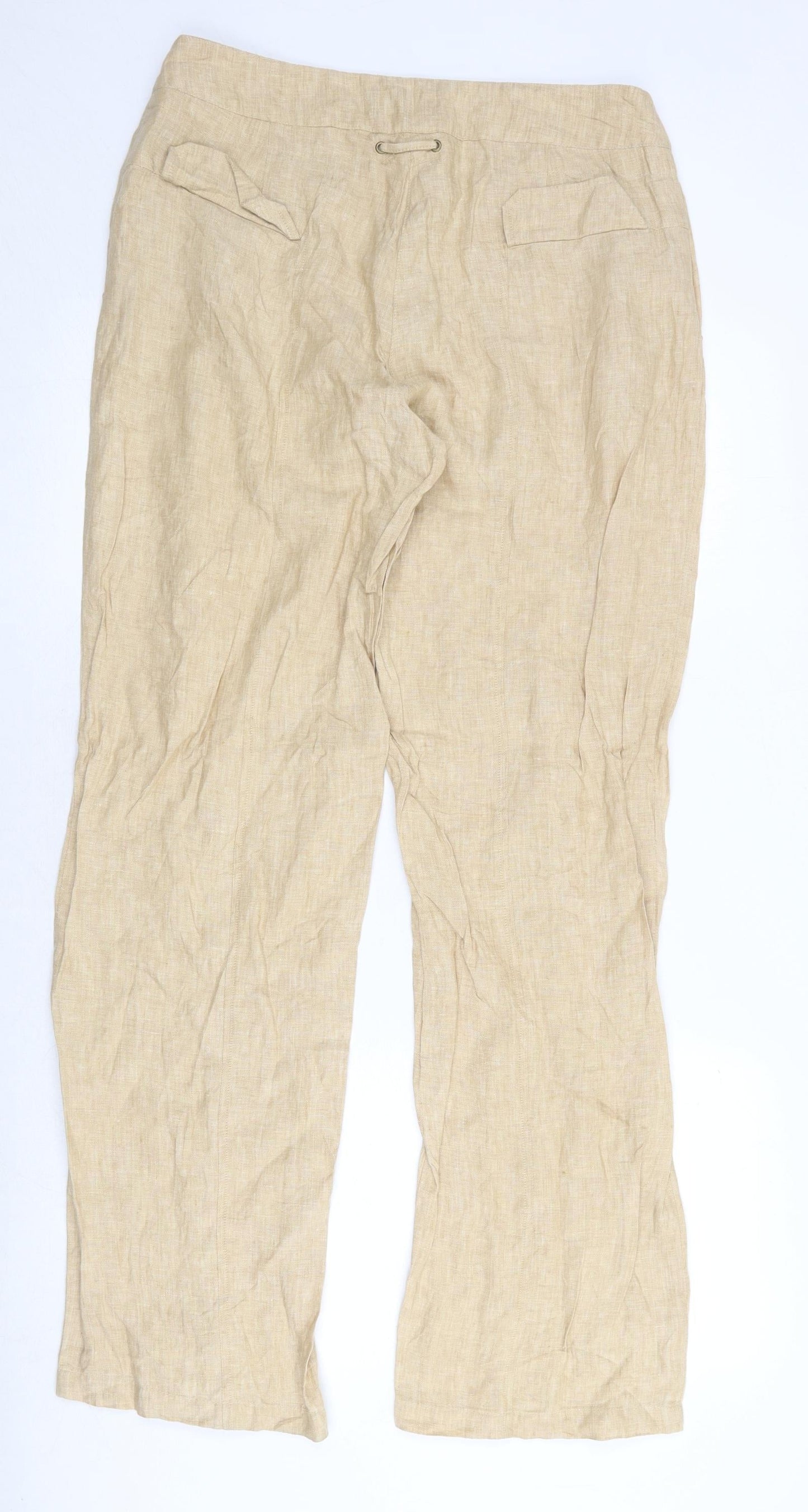 Aryton Womens Beige Linen Trousers Size 14 Regular Zip